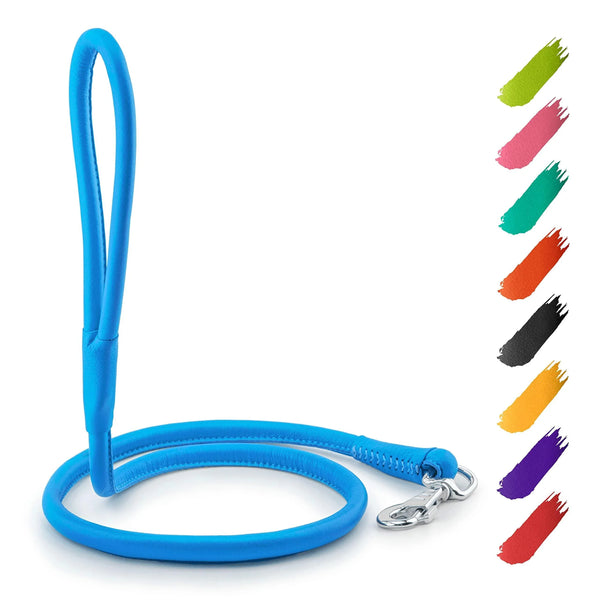 Rolled Leather Dog Leash 6ft — Small, Medium & Large Dogs — WAUDOG