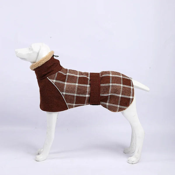 Pet Clothes - Autumn & Winter Plaid Cotton Jacket  Warm Dog Coat
