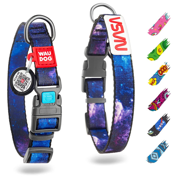 WAUDOG Adjustable Nylon Dog Collar — Small, Medium & Large Dogs