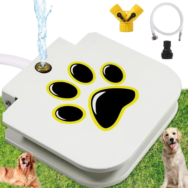 Outdoor Dog Water Fountain – Step-On Paw Activated Dispenser with Hose