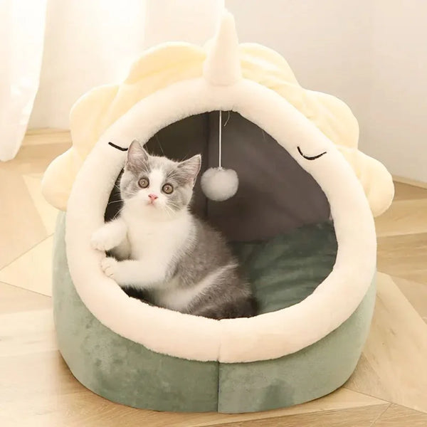 Adorable Dinosaur Pet House with Toy – Soft Bed for Cats & Small Dogs