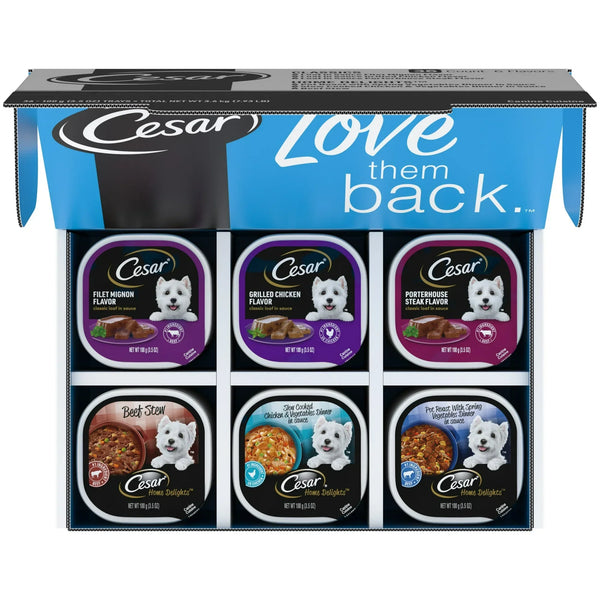 Cesar Home Delights & Classic Loaf In Sauce Wet Dog Food, 3.5 Oz. Variety Pack Of 36