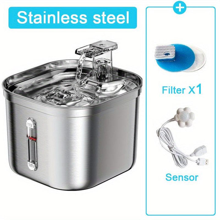 Intelligent Pet Water Fountain 67.63oz Stainless Steel - themiraclebrands.com