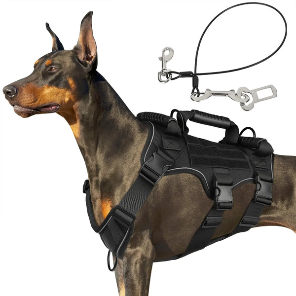 Tactical Canine Control Harness - Heavy Duty Training Vest (Black M)