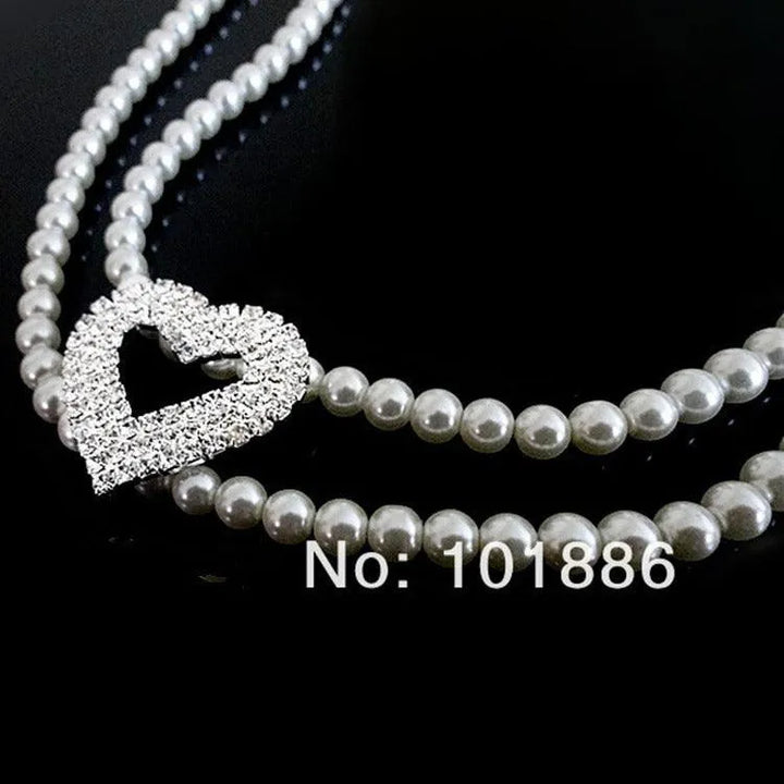Rhinestone Heart Pearl Pet Collar Necklace - themiraclebrands.com