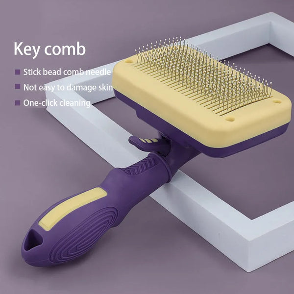 Pet Automatic Hair Removal Comb for Cats, One-Button Knot Removal Comb