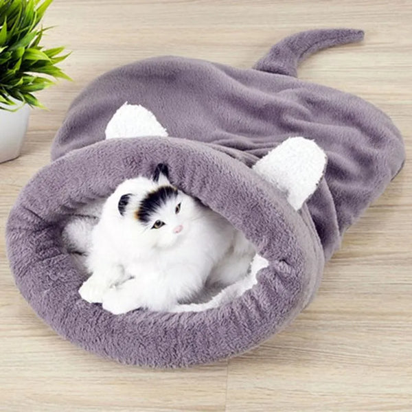 Warm Coral Fleece Pet Sleeping Bag for Small Dogs & Cats