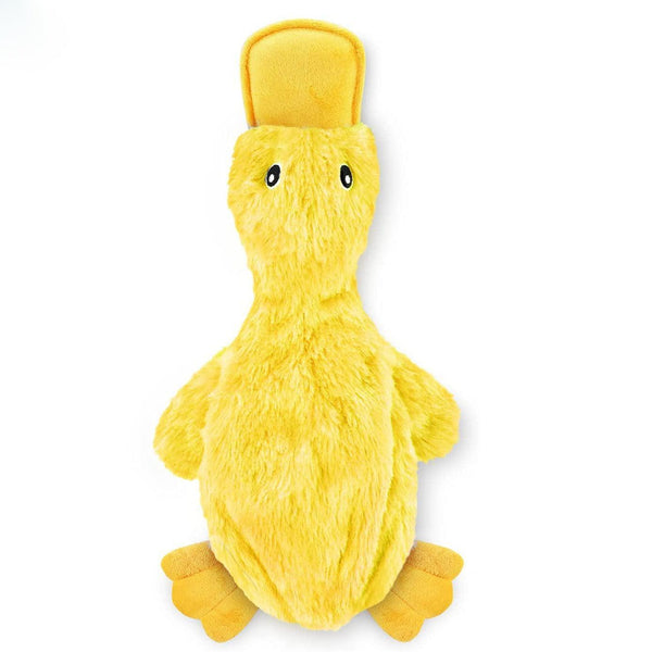 Crinkle Dog Toy - No Stuffing Duck, Squeaker, Yellow