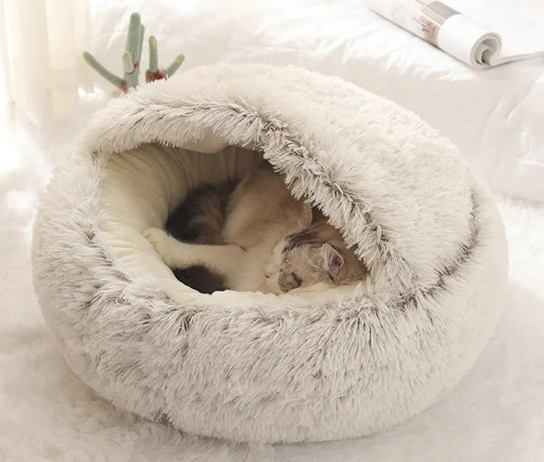 Round Plush Cat Dog Bed Soft Pet Nest