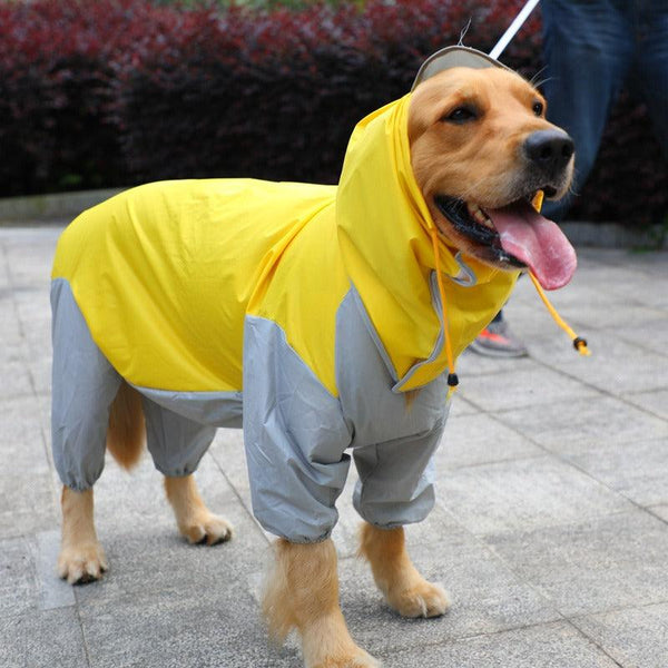 Large Dog Waterproof Four-Legged Golden Fur Raincoat - themiraclebrands.com