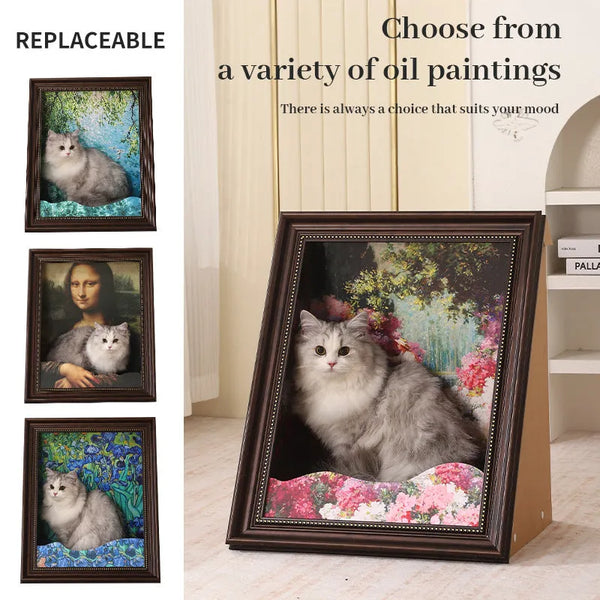 3D Mona Lisa Cat Scratcher Bed – Artistic Cat Furniture with Removable Frame