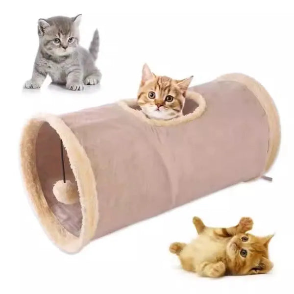 Foldable Suede Cat Tunnel – Interactive Play & Hideout