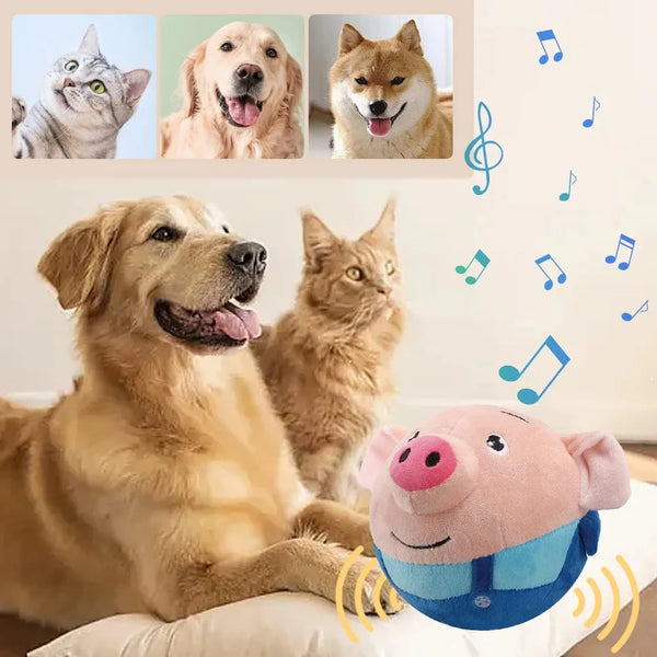Electronic Pet Dog Toy – Music Vibration Bouncing Ball Plush Chew Toy for Puppies