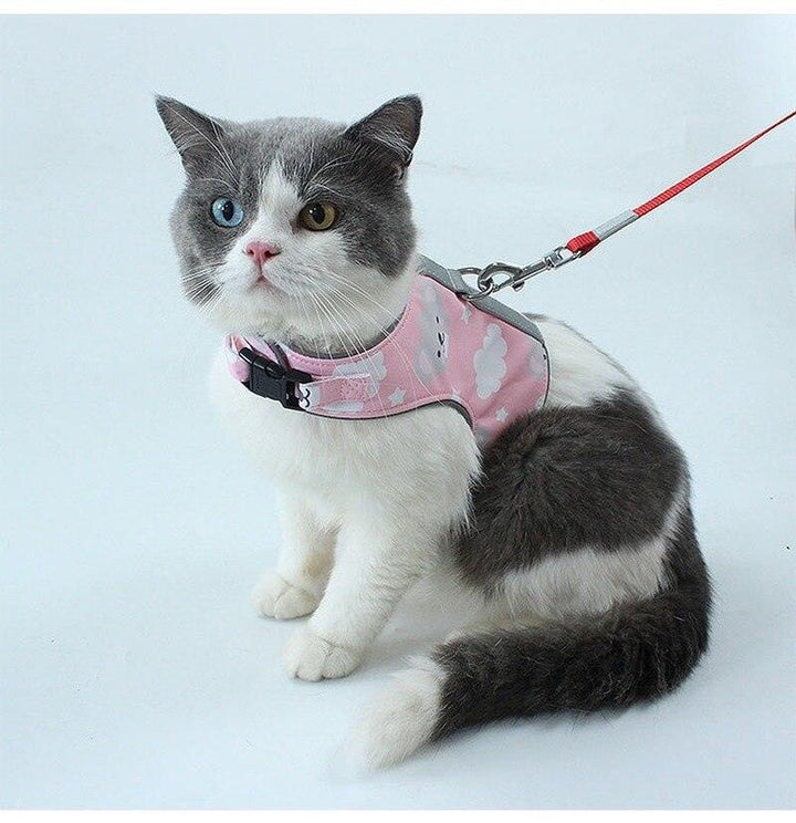 Reflective Pet Harness Set with Traction Rope for Small Medium Cats - themiraclebrands.com