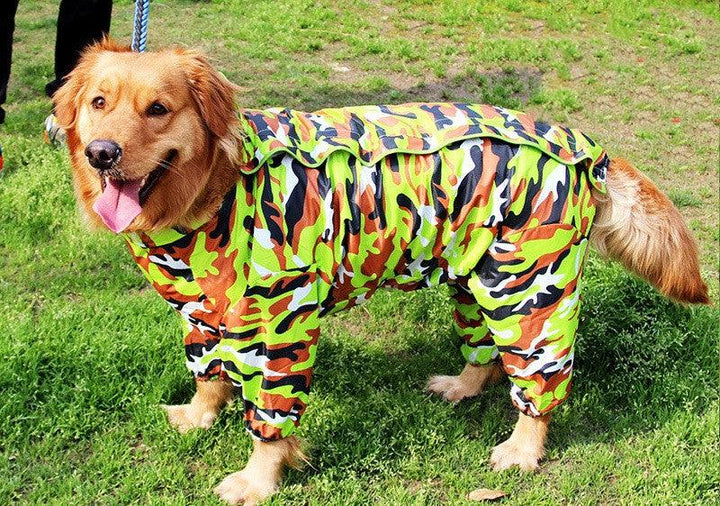 Large Dog Waterproof Four-Legged Golden Fur Raincoat - themiraclebrands.com