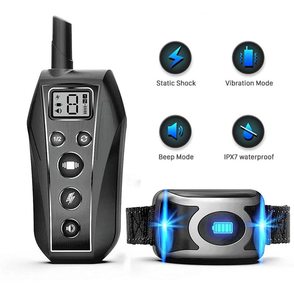 IPX7 Waterproof Dog Training Collar – Remote Beep, Vibration & Shock Trainer