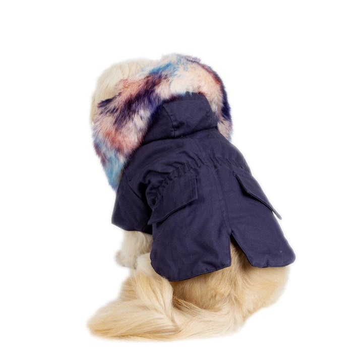 Pet Fur Collar Military Coat | Faux Fur Warm Dog Coat - themiraclebrands.com