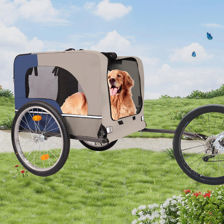 Dog Bike Trailer with Mesh, Reflectors, and Safety Flag - themiraclebrands.com