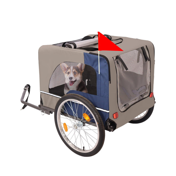 Dog Bike Trailer with Mesh, Reflectors, and Safety Flag - themiraclebrands.com