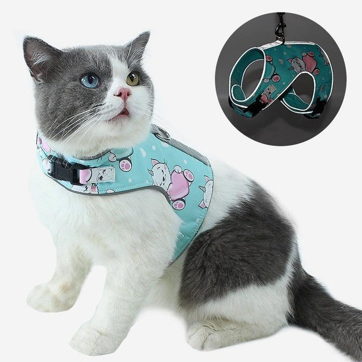 Reflective Pet Harness Set with Traction Rope for Small Medium Cats - themiraclebrands.com