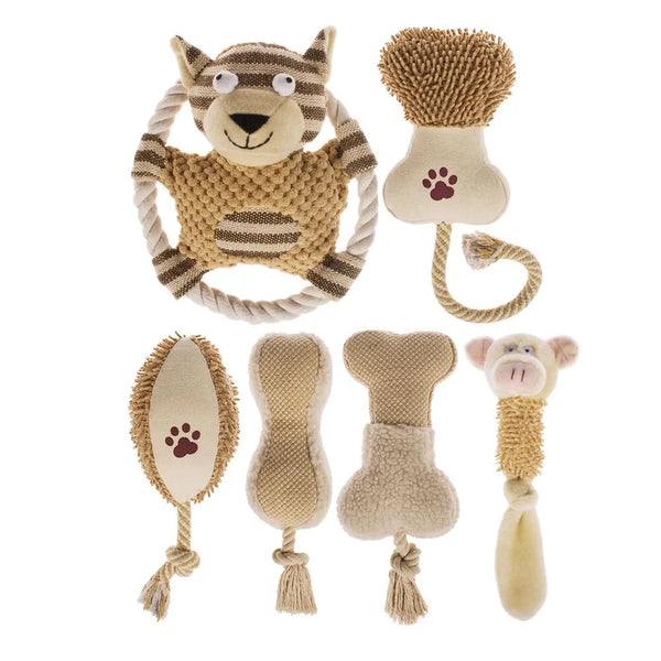 6-Pack Plush Squeaky Dog Toys – Assorted Set