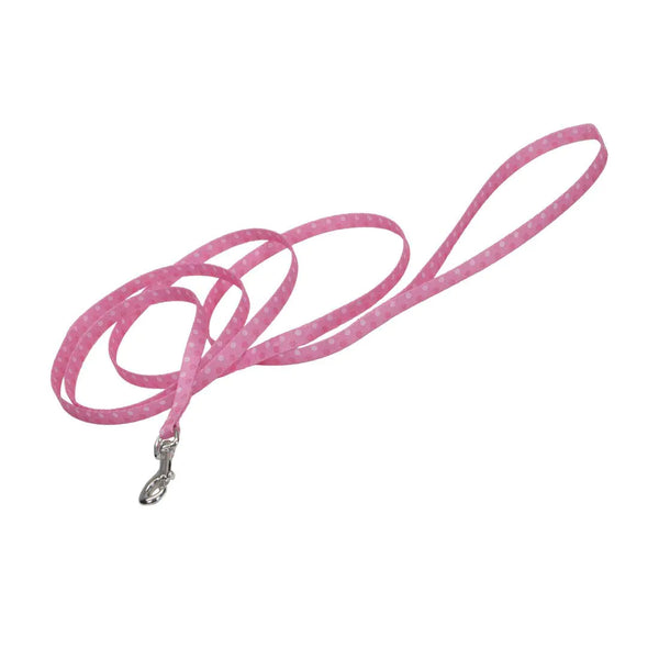 Chic Pink Dot Dog Leash - Coastal - 3/8” x 6’