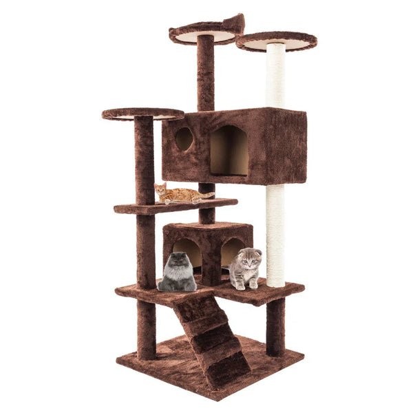 Cat Tree Tower with Stairs – Sisal Rope Climbing Tree 52"