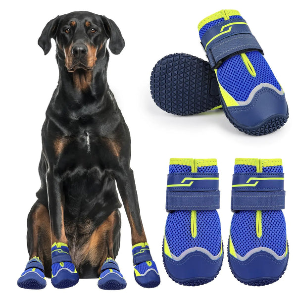 SafePaws Outdoor Dog Boots - Reflective Waterproof 4-Pack Protective Booties