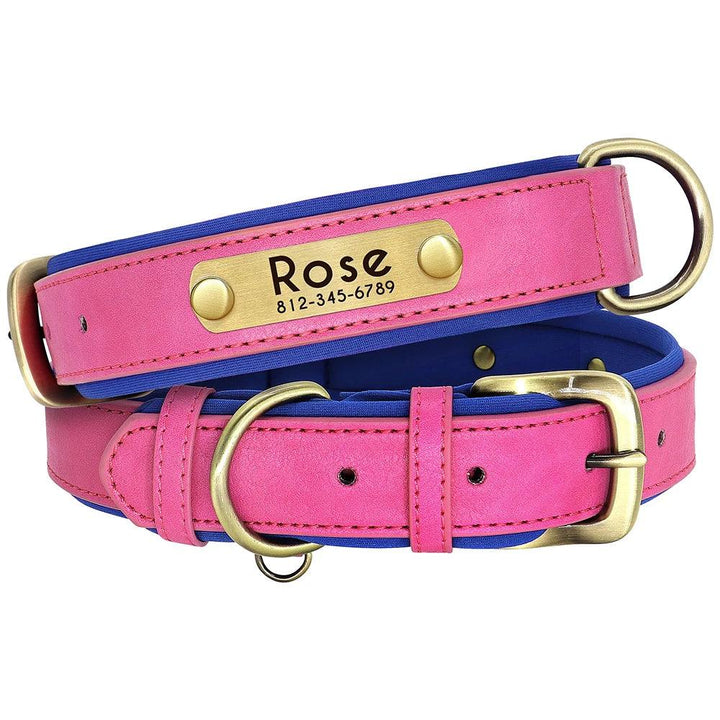 Personalized Leather Dog Collar Leash Set - themiraclebrands.com