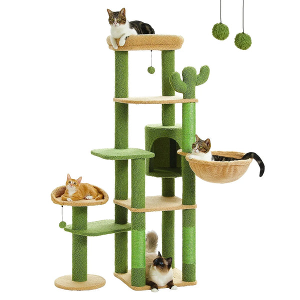 Cactus Cat Tree Tower 150CM with Condo & Hammock