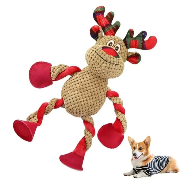 Christmas Squeaky Plush Dog Chew Toy - Holiday Treat Toy for Small Dogs & Cats