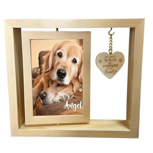 Wooden Rotatable Pet Memorial Photo Frame