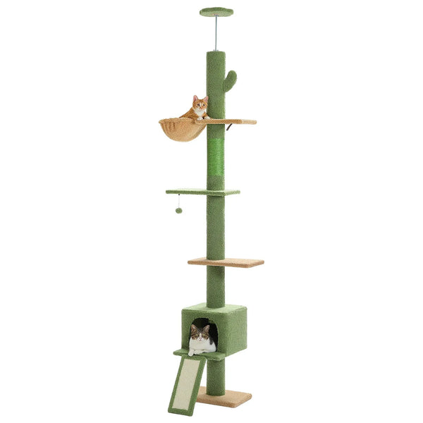 Tall Adjustable Cat Tree Tower with Condo & Hammock for Indoor Cats