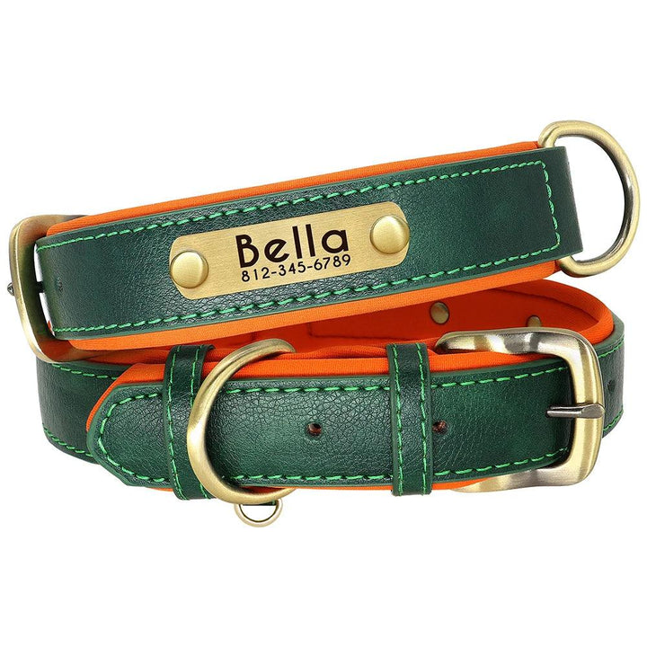 Personalized Leather Dog Collar Leash Set - themiraclebrands.com