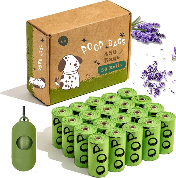 EPI Biodegradable Dog Poop Bags – Lavender Scented with Dispenser