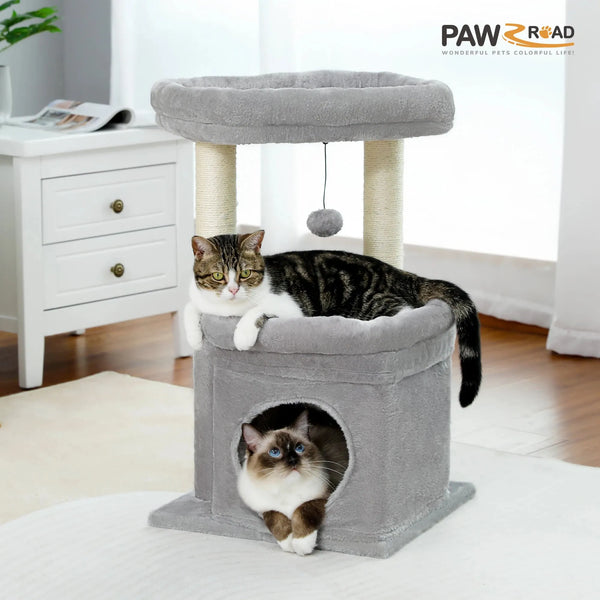Small Cat Tree Condo with Scratching Post & Perch – 68cm