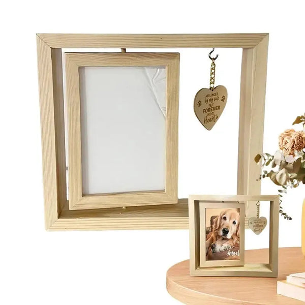 Wooden Rotatable Pet Memorial Photo Frame