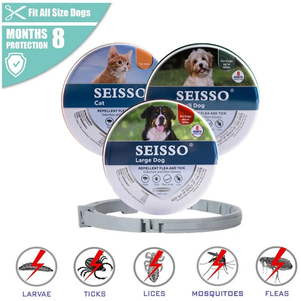 Adjustable Anti-Flea & Tick Collar for Dogs & Cats - 8 Month Protection