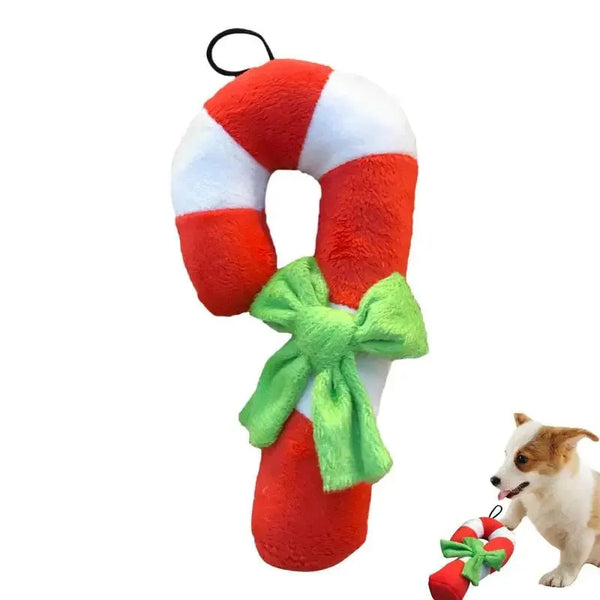 Candy Cane Christmas Squeaky Dog Toy - Chew Toy for Dogs & Cats