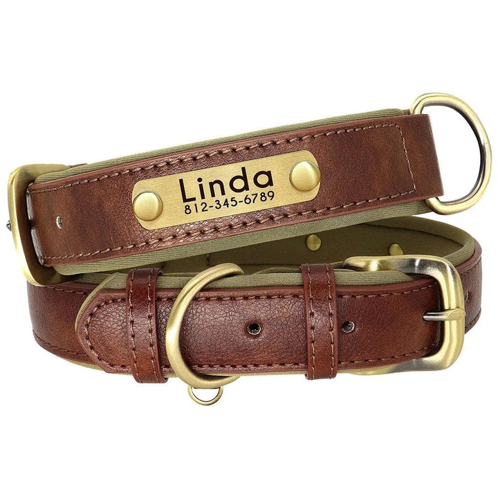 Personalized Leather Dog Collar Leash Set - themiraclebrands.com