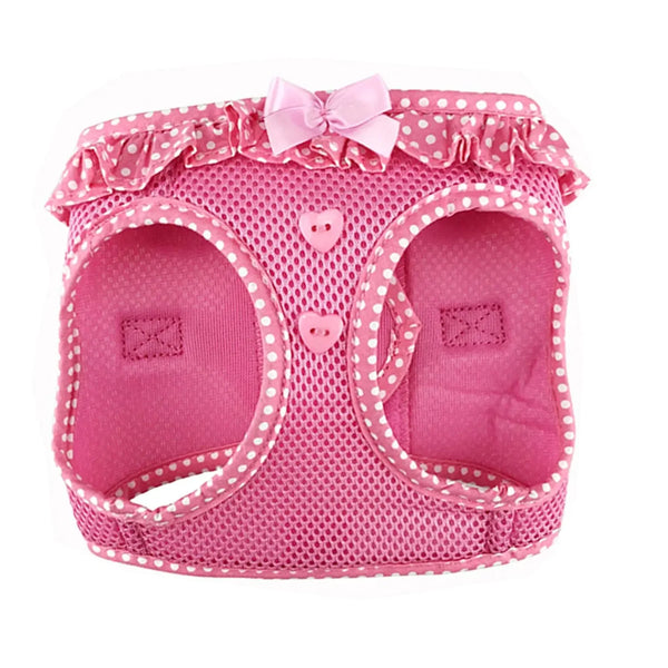 Polka Dot Pink Dog Harness - No-Pull Mesh Vest