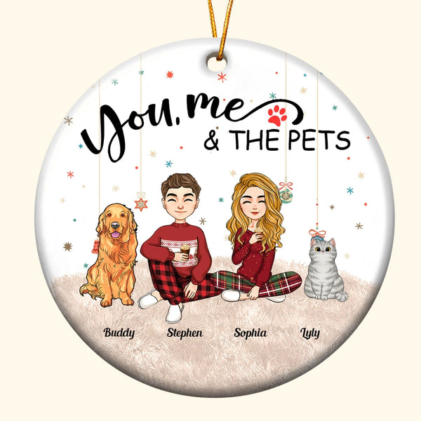 Personalized Ceramic Ornament - You, Me & The Pets