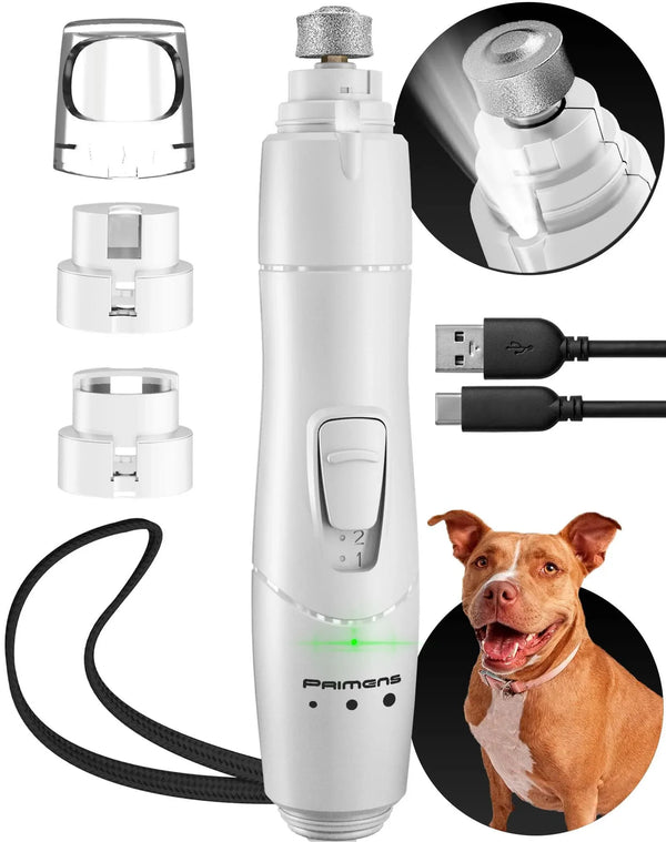 Dog Nail Grinder with LED Light – Rechargeable & Quiet