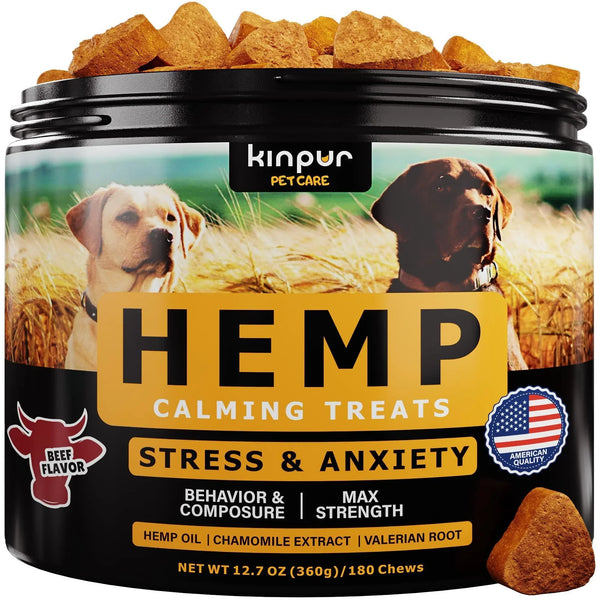 Kinpur Calming Chews for Dogs – Hemp Oil, Valerian, Omega 3 & 6