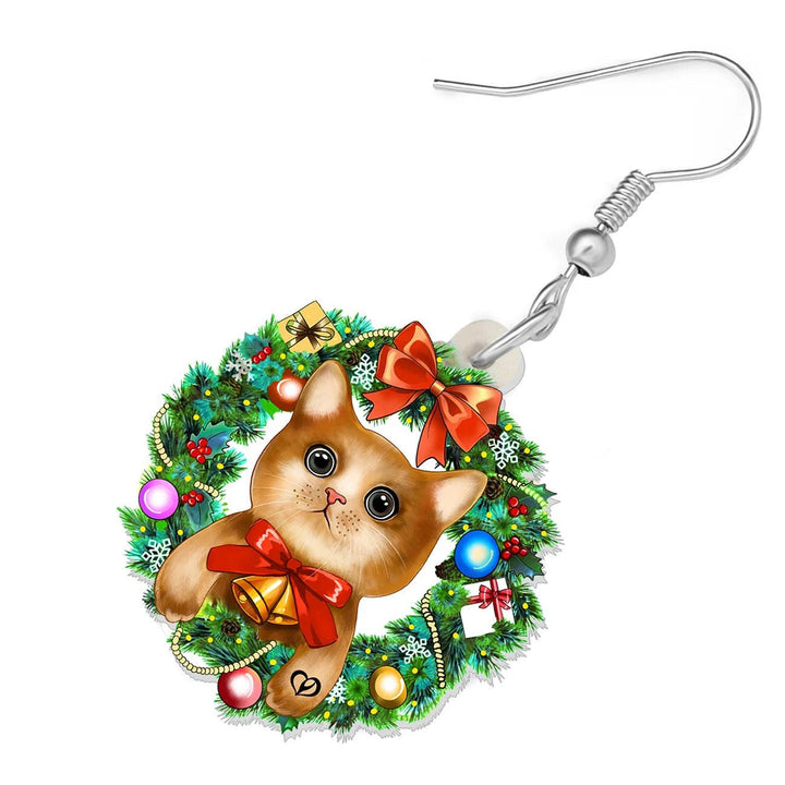 Bonsny Christmas Cat Earrings Acrylic Cartoon - themiraclebrands.com