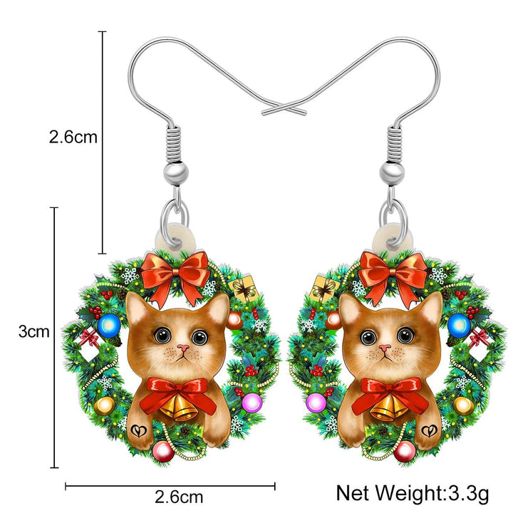 Bonsny Christmas Cat Earrings Acrylic Cartoon - themiraclebrands.com