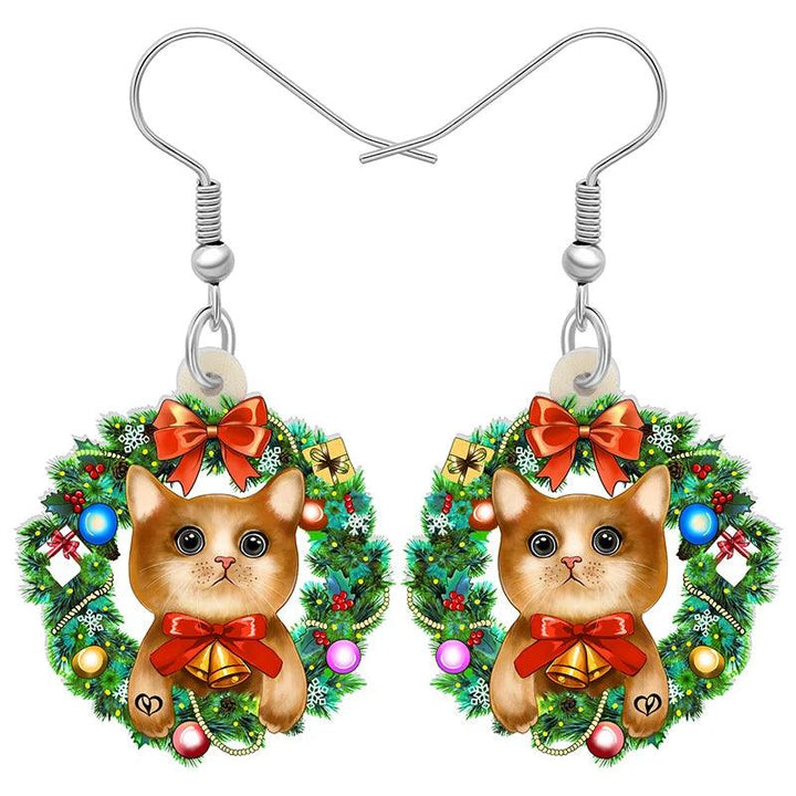 Bonsny Christmas Cat Earrings Acrylic Cartoon - themiraclebrands.com