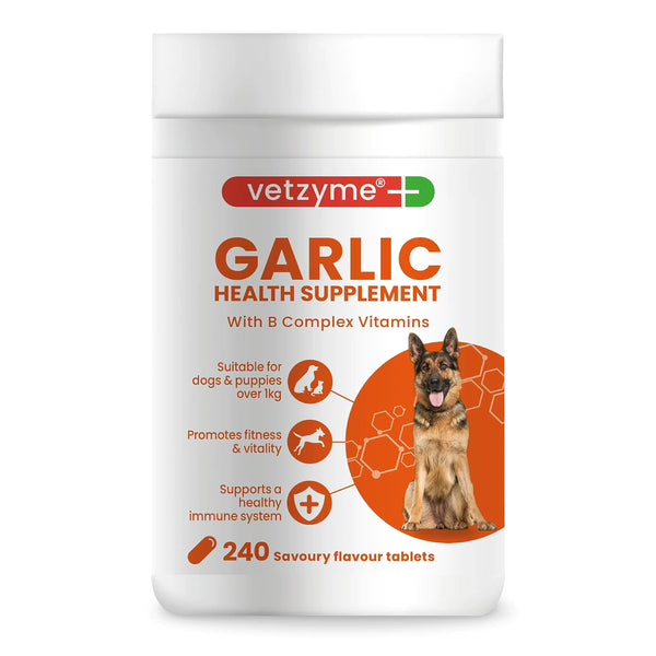 Vetzyme Dog Health Garlic Tablets for Vitality 240 Pack