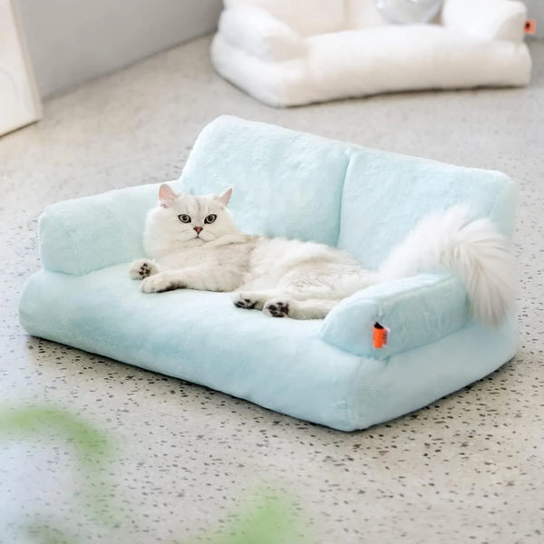 MEWOOFUN Washable Plush Cat Bed with Anti-Slip Bottom
