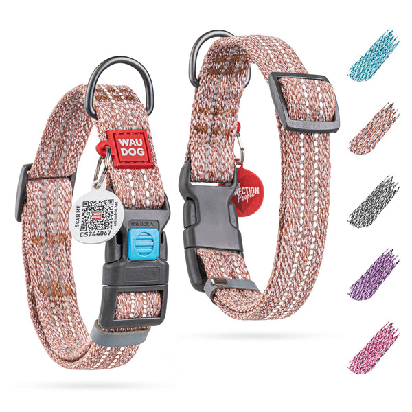 Reflective Recycled Cotton Dog Collar with Smart ID Tag